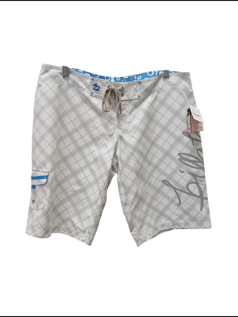 Billabong Gray Plaid Swim Board Shorts Size 7